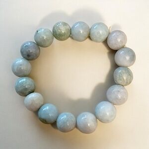 Handmade Green & White Jadeite Beaded Bracelet
